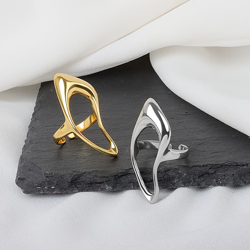 Women's Elegant Irregular Open-End Stainless Steel Ring, Gift